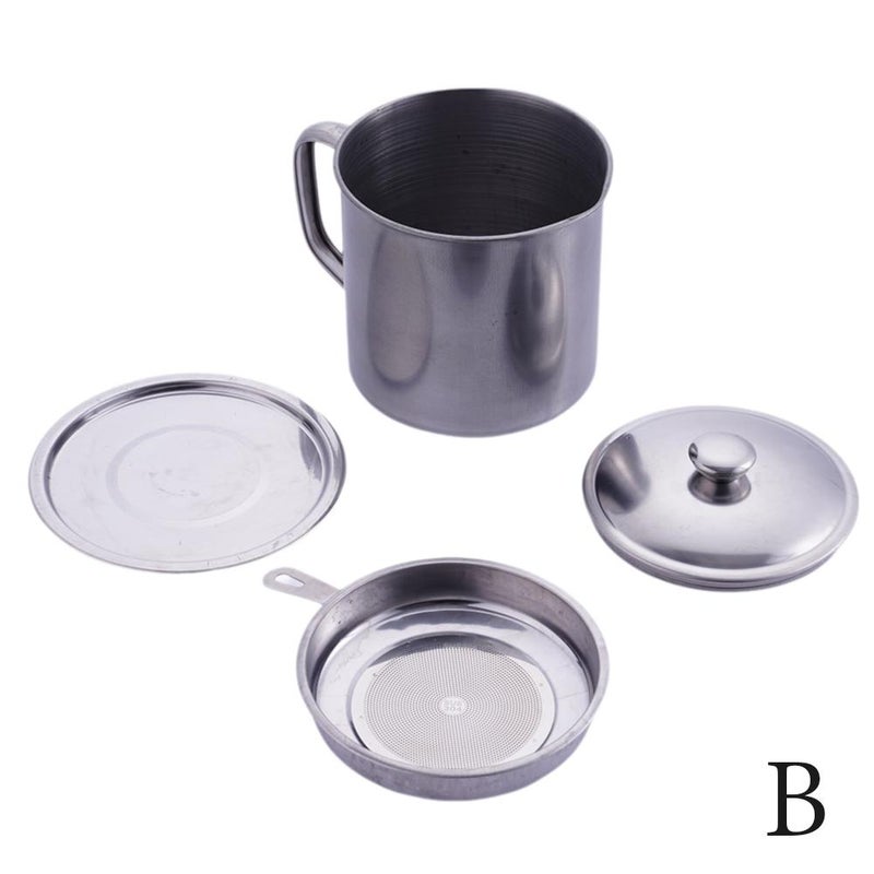 304 Stainless Steel Oil Filter Jar, Household Oil Filter Cup, Kitchen Oil Storage Jar, Oil Sludge Separator with Filter Screen, Oil Pourer